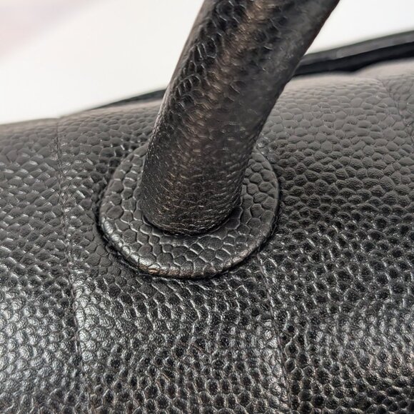 Chanel Vintage Black Caviar Mademoiselle Kelly Top Handle Flap Bag - Picture 6 of 16